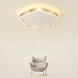 Simple Style Gold Pentagon Led Flush Mount Light For Bedroom Ceiling
