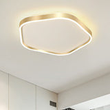 Simple Style Gold Pentagon Led Flush Mount Light For Bedroom Ceiling