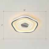 Minimalist Metal Led Flush Ceiling Light - Pentagonal Bedroom Fixture Black / 16 Warm