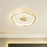 Minimalist Metal Led Flush Ceiling Light - Pentagonal Bedroom Fixture