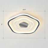 Minimalist Metal Led Flush Ceiling Light - Pentagonal Bedroom Fixture Black / 23.5 Third Gear