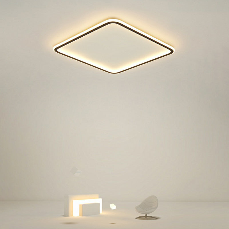 Minimalist Black Square Led Flush Ceiling Lamp - Ultrathin Acrylic Bedroom Light Fixture / 16’