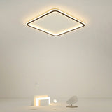 Minimalist Black Square Led Flush Ceiling Lamp - Ultrathin Acrylic Bedroom Light Fixture / 16’