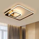 Modern Square Led Flush Mount Black Metal Ceiling Light Fixture For Hotels