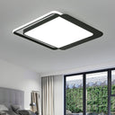 Black Square Led Flush Light With Acrylic Shade - Minimalist Ceiling Fixture / 18’ White