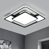 Modern Square Ceiling Flushmount Light In Black And White - Ideal For Bedrooms