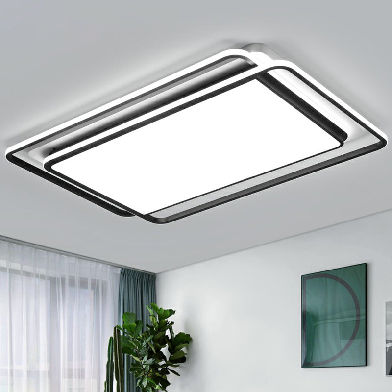 Contemporary Black-White Led Ceiling Light For Living Room - Acrylic Flush Mount Fixture