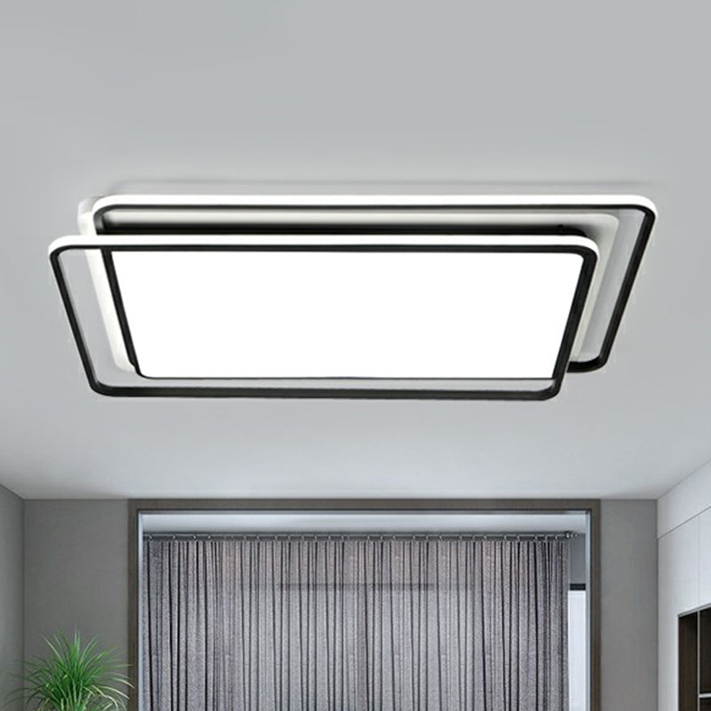 Contemporary Black-White Led Ceiling Light For Living Room - Acrylic Flush Mount Fixture
