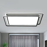 Contemporary Black-White Led Ceiling Light For Living Room - Acrylic Flush Mount Fixture