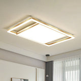 Gold Flushmount Light: Simple Living Room Ceiling Fixture With Acrylic Rectangle Shade