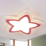 Modern Slim Star Panel Ceiling Light For Study Room - Acrylic Flush Mount Lamp Pink / White