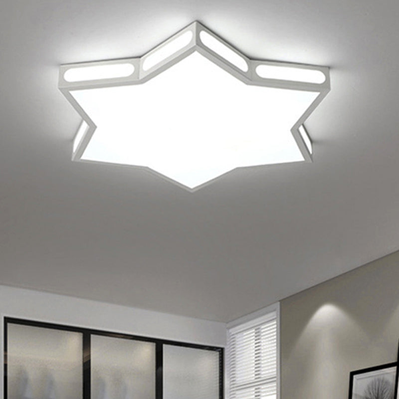 Modern White Hexagonal Star Flush Mount Ceiling Light For Living Room - Acrylic / 18