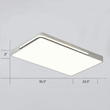 Geometric Led Ceiling Light In White - Nordic Metal Flush Fixture For Living Room