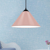Modern Metal Cone Hanging Light - 1 Pink/Yellow/Green Pendant 12/14/16 Diameter
