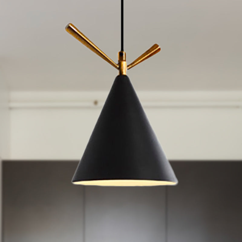 Nordic Style Cone Pendant Light - Metal Hanging Lamp For Restaurant & Coffee Shop Black