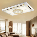 Modern Led Flush Mount Ceiling Light With Crystal Shade - White Rectangle Fixture