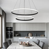Aluminum Led Ring Chandelier - Perfect For Restaurant Lighting Black / 2 Tiers 16