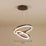 Elegant Loop Shaped Acrylic Chandelier With Led Coffee Suspension Light Fixture / 2 Tiers 31.5