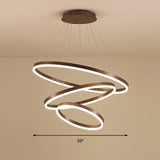 Elegant Loop Shaped Acrylic Chandelier With Led Coffee Suspension Light Fixture / 3 Tiers 39