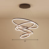 Elegant Loop Shaped Acrylic Chandelier With Led Coffee Suspension Light Fixture / 4 Tiers 39