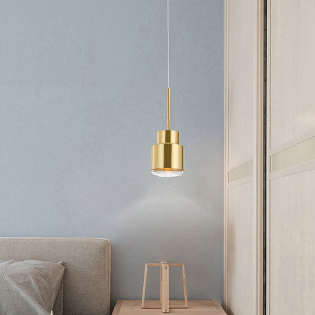 Gold Grenade Drop Pendant: Postmodern Metal 1-Light With Glass Diffuser