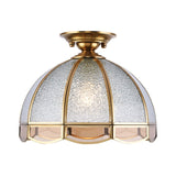 Clear Water Glass Dome Semi Flush Mount Ceiling Light With 1 Bulb For Hallway Tradition