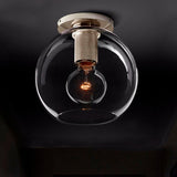 Modern Clear Glass Flush Mount Ceiling Light Fixture For Living Room In 3 Finishes