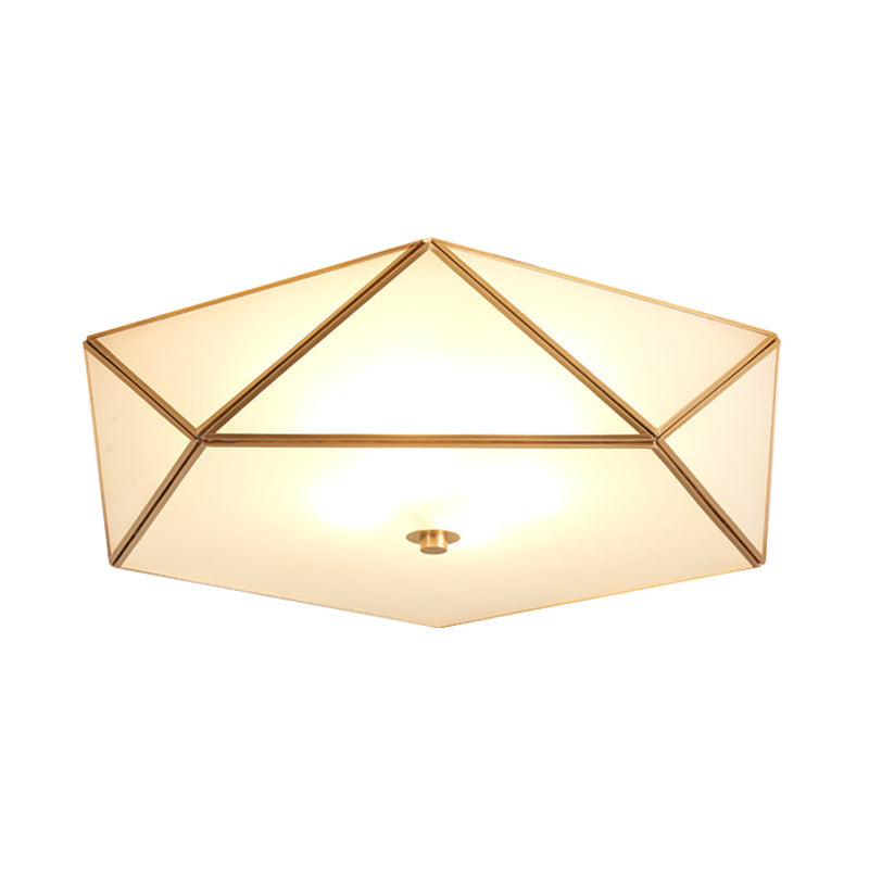 Modern Geometric Glass Flush Mount Chandelier - 3 Heads Ceiling Light Fixture For Living Room