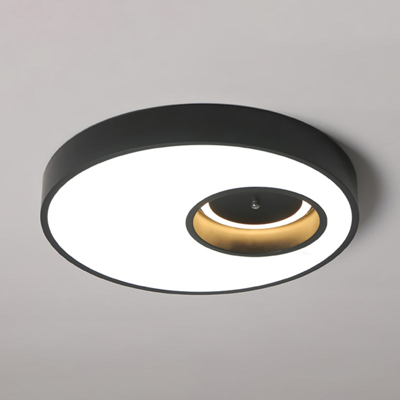 Contemporary Black/White Round Ceiling Flush Light 18/23.5 Wide - Led Acrylic Lighting For