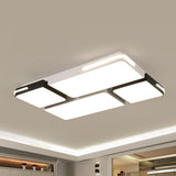 Contemporary Square/Rectangle Acrylic Flush Pendant Light - Led White Mount Lighting (21.5/37.5