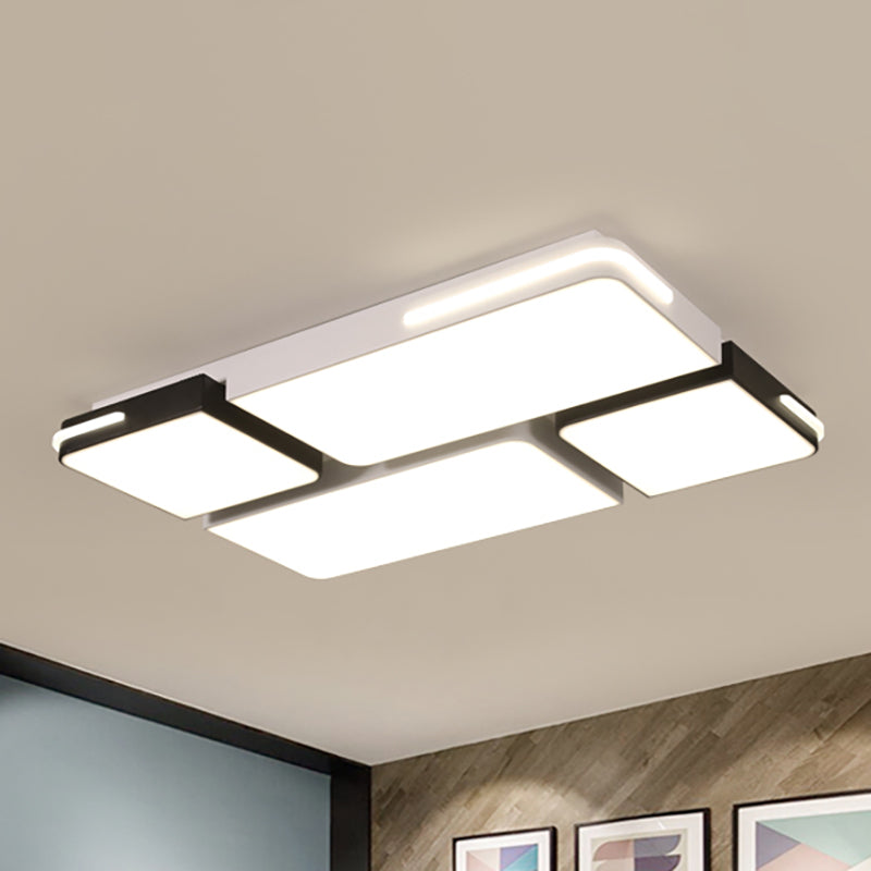 Contemporary Square/Rectangle Acrylic Flush Pendant Light - Led White Mount Lighting (21.5/37.5