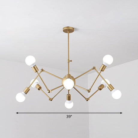Nordic Swing Arm Pendant Light Ceiling Chandelier With Modern Open Bulb Design 8 / Gold
