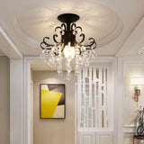 Vintage Swirl Crystal Semi-Mount Ceiling Light (Black) - 3-Bulb For Foyer Black