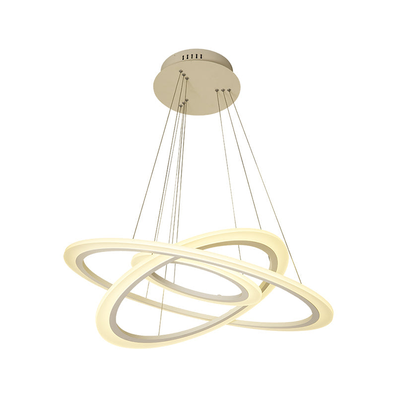 Minimalist Circle Pendant Chandelier: Acrylic Led Hanging Light For Dining Room In White