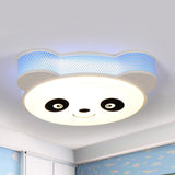 Kids Cartoon Panda Flush Mount Ceiling Light - Acrylic Fixture For Kindergarten