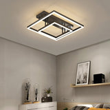 Contemporary Geometric Semi - Flush Acrylic Bedroom Ceiling Light Gold / White Square Plate