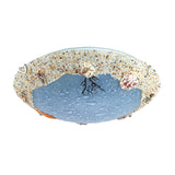 Stained Art Glass Flush Mount Lamp - Kids Style Led Ceiling Light For Bedroom Blue / White