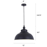 Metal Pendant Ceiling Light With Factory Style Bowl Shade - 1 Head Ideal For Restaurants & Hangouts