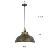 Metal Pendant Ceiling Light With Factory Style Bowl Shade - 1 Head Ideal For Restaurants & Hangouts