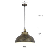 Metal Pendant Ceiling Light With Factory Style Bowl Shade - 1 Head Ideal For Restaurants & Hangouts