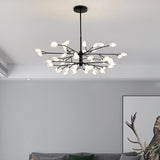 Contemporary Metal Chandelier: Black Tree Branches Ceiling Hang Lamp For Living Room