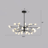 Contemporary Metal Chandelier: Black Tree Branches Ceiling Hang Lamp For Living Room 48 /