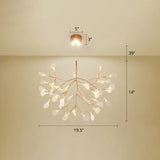 Minimalist Rose Gold Led Pendant Lamp: Stainless Steel Leaf Chandelier For Restaurants / 19.5