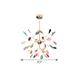Heracleum Modernist Chandelier In Gold: Agate Suspension Light For Living Room 16 / Gold