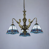 Stained Glass Tiffany Style Pyramid Ceiling Chandelier - Mermaid Deco Bronze