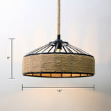 Country Style Hand-Wrapped Rope Pendant Light | Rustic 1-Bulb Ceiling Lamp In Brown For Restaurants