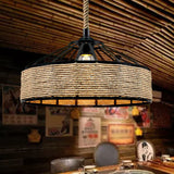 Country Style Hand-Wrapped Rope Pendant Light | Rustic 1-Bulb Ceiling Lamp In Brown For Restaurants