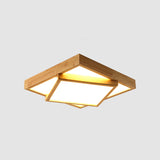 Nordic Led Wood 2-Tier Flush Light: Bedroom Ceiling Mounted Acrylic Lamp / 19