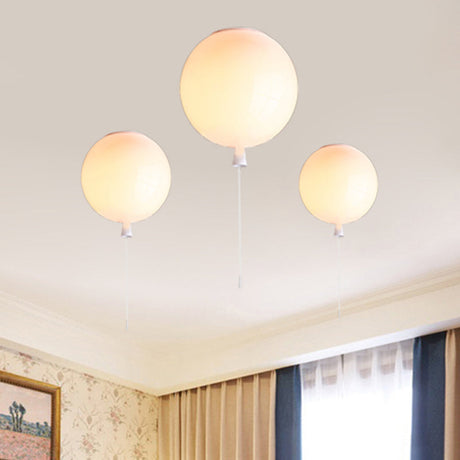 Modernist Style Balloon Shade Suspension Lamp - 8/10 Width White Ceiling For Living Room / 8