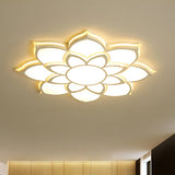 Modern Metal Flower Flush Mount Ceiling Light Led Integrated White Warm/White Various Sizes